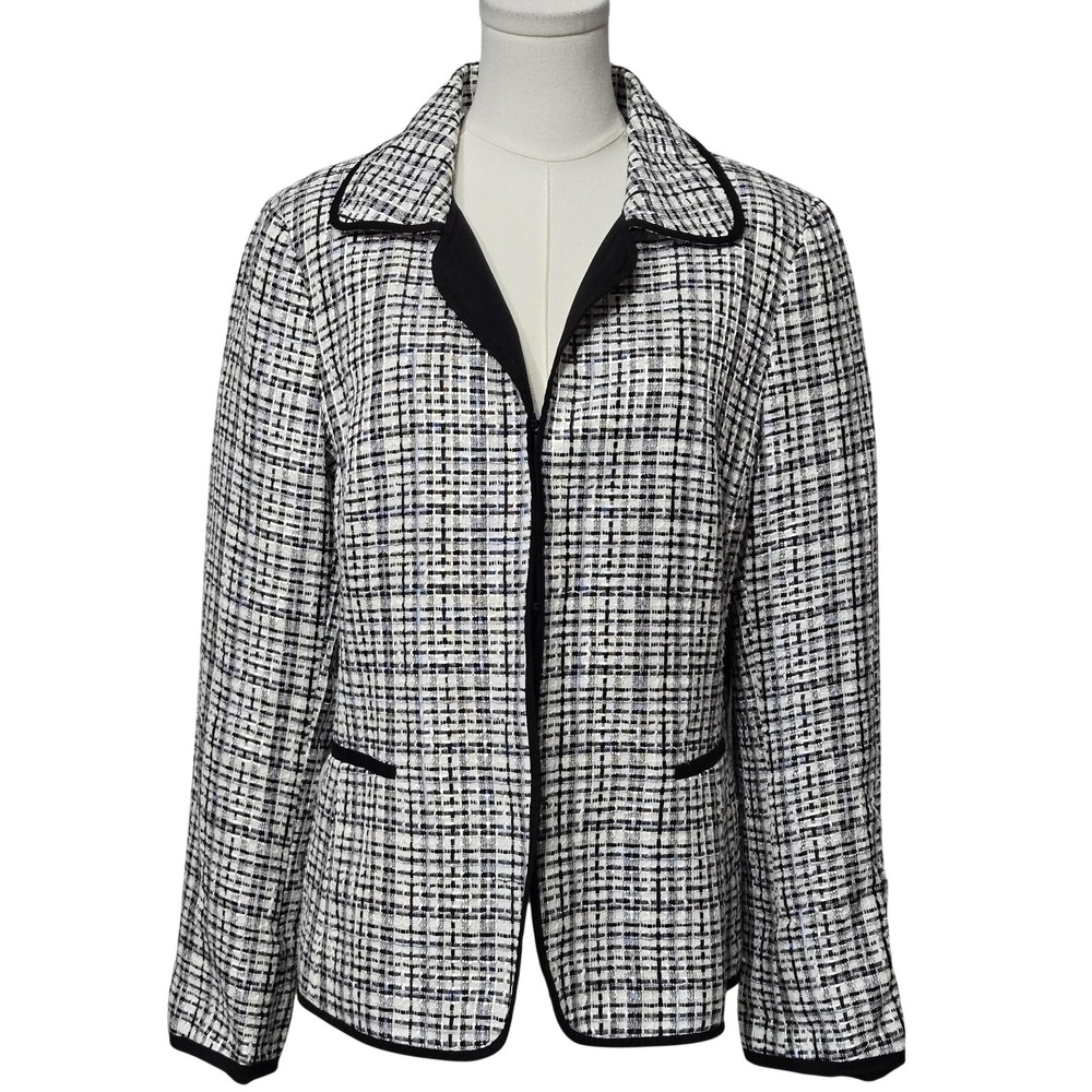 Pendleton‎ Blazer Womens 10 White Black Tweed Check Lined Career Classic Jacket